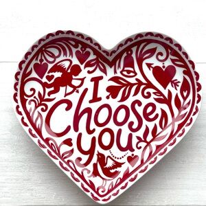 CRATE & BARREL KATE FORRESTER “I CHOOSE YOU” Ceramic Heart Plate VALENTINES DAY